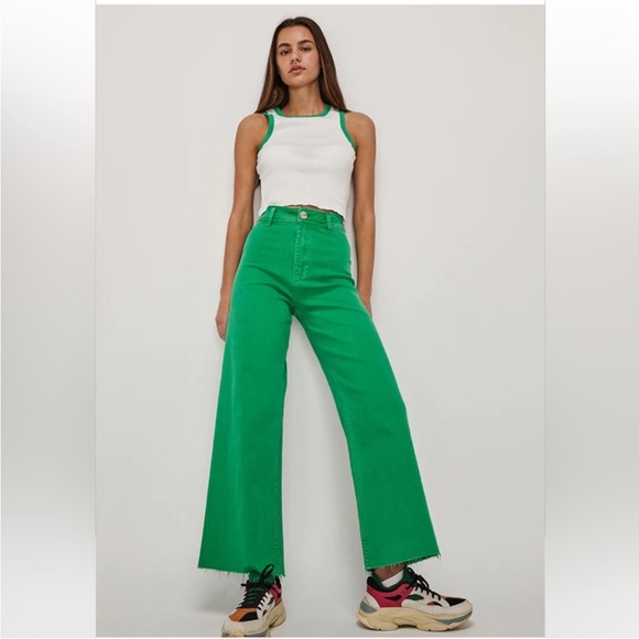 Ghanda Bright Green Flare Jeans - Picture 1 of 10